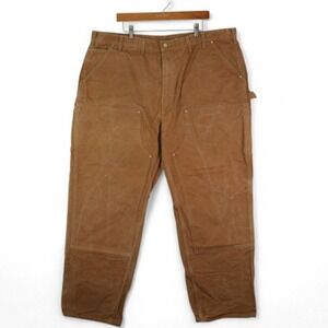 Carhartt Pants Mens 46x32 Brown Duck Canvas Double Knee B01 BRN Made in USA Work